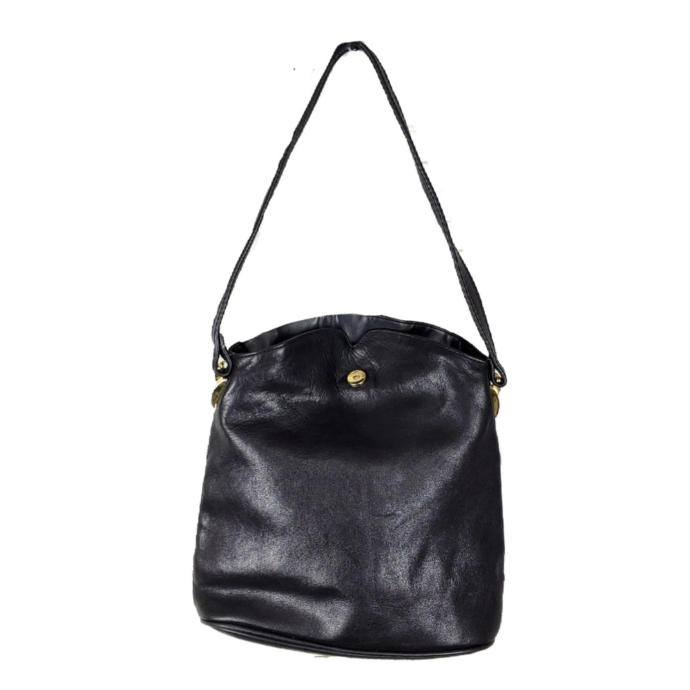 Tignanello Soft Black Leather Fold Over Shldr Bag - Picture 3 of 7